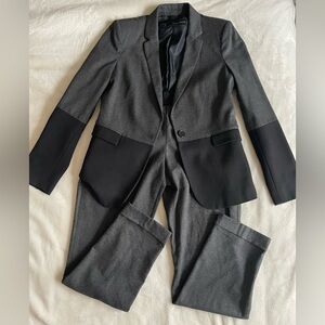 *A SET*Charcoal Gray Two-Tone Woman’s Blazer and Pants Suit